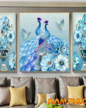 Tranh Chim Công Và Bình Hoa Tgh943 - belovedbeyond.com