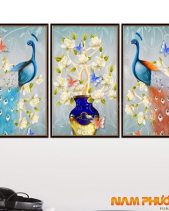 Tranh 3 Tấm Chim Công Tgh165 - belovedbeyond.com