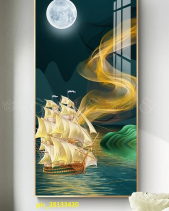 Tranh Thuyền Buồm Và Ánh Trăng Tròn Pic_28133420 - belovedbeyond.com