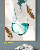 Tranh Ly Rượu Xanh Và Lông Vũ Pic_28133408 - belovedbeyond.com