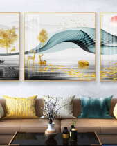 Tranh Nai Vàng Dưới Cây Tài Lộc Và Đàn Cá Ft60132 - belovedbeyond.com