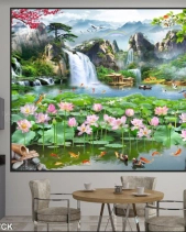 Tranh Thác Nước Và Hoa Sen 1515Tck - belovedbeyond.com