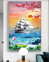 Tranh Con Thuyền Vượt Sóng Và Hoa Sen 213Tb - belovedbeyond.com