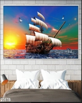 Tranh Cảnh Đẹp Chiều Hoàng Hôn Và Thuyền Buồm 235T - belovedbeyond.com