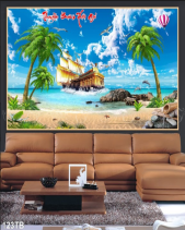 Tranh 3D Cảnh Đẹp Con Thuyền 123Tb - belovedbeyond.com
