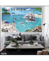 Tranh Thuyền Trắng Và Đàn Cá Heo 126Tb - belovedbeyond.com