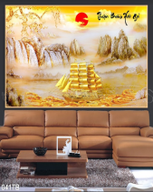 Tranh Sông Núi Và Thuyền Buồm Vàng 041Tb - belovedbeyond.com