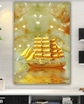 Tranh 3D Con Thuyền Màu Vàng Đẹp 061Tb - belovedbeyond.com