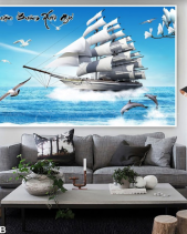 Tranh Buồm Thuyền Và Hải Âu 004Tb - belovedbeyond.com