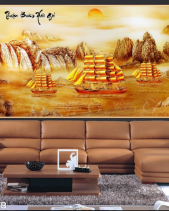 Tranh 3D Thuyền Vàng Đẹp 027Tb - belovedbeyond.com
