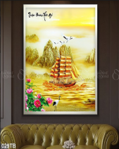 Tranh Phong Cảnh Thuyền Và Biển Màu Vàng 029Tb - belovedbeyond.com