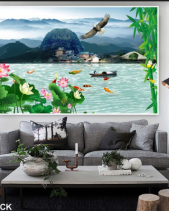 Tranh Sông Núi Và Hoa Sen 409Tck (Sao Chép) - belovedbeyond.com