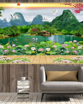 Tranh Đầm Sen Và Đôi Thiên Nga 1514Tck - belovedbeyond.com