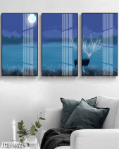 Tranh Hươu Giữa Cánh Đồng Xanh Lam Tgh492 - belovedbeyond.com