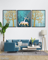 Tranh Đôi Hươu Trong Rừng Cây Kim Tiền Tgh1505 - belovedbeyond.com