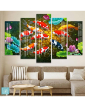 Tranh Bộ 5 Bức Cửu Ngư Hoa Sen - belovedbeyond.com