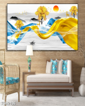 Tranh Hươu Và Dải Sóng Xanh Vàng Tgh2196 - belovedbeyond.com