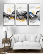 Tranh Đàn Cá Và Vân Sóng Xám Tgh2417 - belovedbeyond.com
