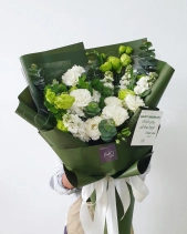 Bó Hoa Cát Tường Mix Tone Trắng Xanh - belovedbeyond.com