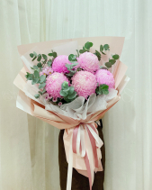 Bó Hoa Cúc Mẫu Đơn Hồng - belovedbeyond.com