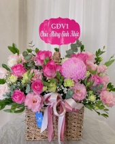 Giỏ Hoa Pinky Garden Hamy - belovedbeyond.com