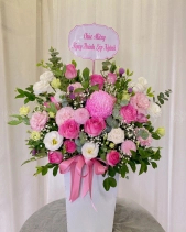 Lẵng Hoa Tone Hồng Để Bàn - belovedbeyond.com