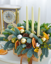 Thông Phối Nến Giáng Sinh - Nến Trắng - belovedbeyond.com