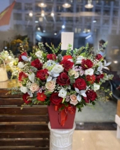 Lẵng Hoa Chúc Mừng Tông Đỏ 03 - belovedbeyond.com