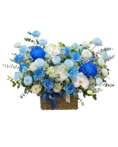 Giỏ Hoa Hồng Tone Xanh - belovedbeyond.com