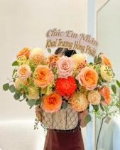 Giỏ Hoa Tone Cam - belovedbeyond.com