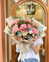 Bó Hoa Cẩm Chướng Hồng Nâu - belovedbeyond.com