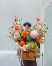 Giỏ Hoa Trái Cây Hồng - belovedbeyond.com