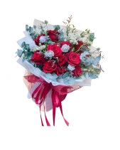 Bó Hoa Hồng Đỏ Mix Hoa Lá Nhập - belovedbeyond.com