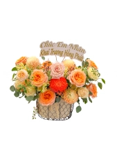 Giỏ Hoa Tone Cam - belovedbeyond.com