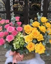 Giỏ Hoa Vàng Hồng Chúc Mừng - belovedbeyond.com