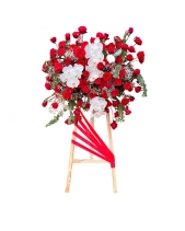 Kệ Chúc Mừng Tone Đỏ Mix Hồ Điệp Trắng - belovedbeyond.com