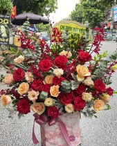 Hộp Hoa Hồng Đỏ Cam - belovedbeyond.com