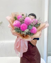 Bó Hoa Cúc Mẫu Đơn Hồng - belovedbeyond.com
