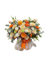 Lẵng Hoa Tone Cam Mix Kem Vàng - belovedbeyond.com