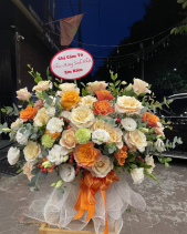 Lẵng Hoa Tone Cam Mix Kem Vàng - belovedbeyond.com