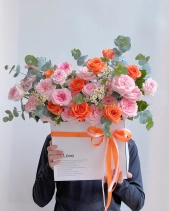 Hộp Hoa Tình Yêu Hồng Cam - belovedbeyond.com