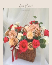 Giỏ Hoa Sáp Chúc Mừng Tone Nâu Đỏ - belovedbeyond.com