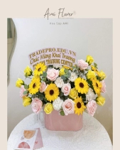 Lẵng Hoa Sáp Hướng Dương Chúc Mừng - belovedbeyond.com