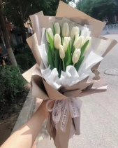 Bó Tulip Trắng Size S - belovedbeyond.com