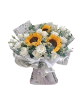 Bó Hoa Hướng Dương Mix Hồng Trắng Dịu Dàng - belovedbeyond.com