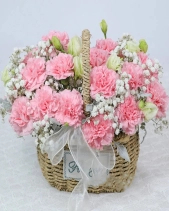 Giỏ Hoa Cẩm Chướng Hồng Dễ Thương - belovedbeyond.com