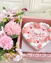 Set Hoa Và Bánh Kem Trái Tim Tone Hồng Pastel - belovedbeyond.com