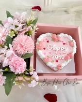 Set Hoa Và Bánh Kem Trái Tim Tone Hồng Pastel - belovedbeyond.com