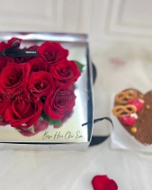 Set Hoa Hồng Đỏ Và Bánh Bento Tim Chocolate - belovedbeyond.com