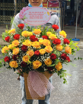 Lẵng Hoa Hồng Vàng Đỏ - belovedbeyond.com